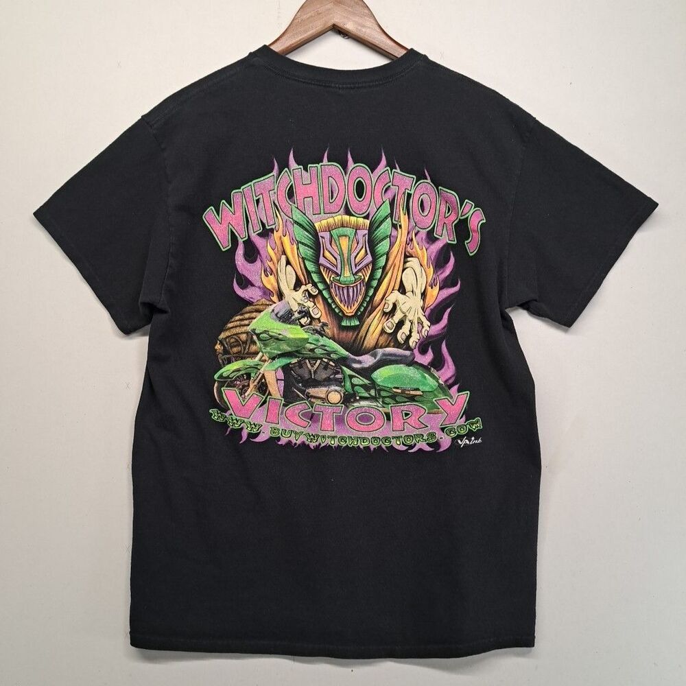 Witchdoctor's Victory T Shirt Mens Large Black Head Hunter Club Tiki Graphic